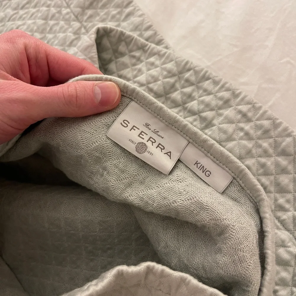 SFERRA Light Gray Quilted Pillow Shams - Set of 2